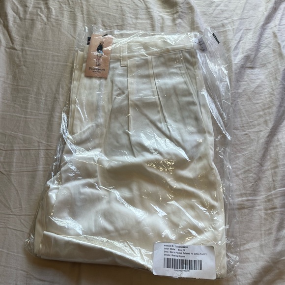 MEN'S PLEATED RELAXED FIT COTTON TWILL TROUSERS - Picture 3 of 6